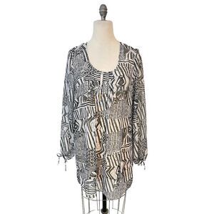 Profile by Gottex Black Gray Long sleeve Swimsuit Cover Up Medium